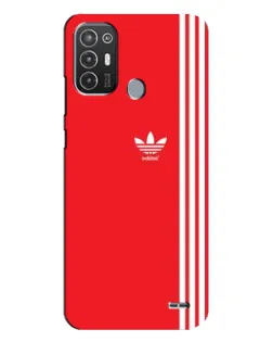 Чехол для TECNO Pop 6 Pro (BE8) с картинкой «Красный минимализм Adidas»