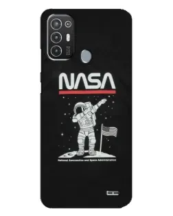 Чехол для TECNO Pop 6 Pro (BE8) с картинкой «NASA — шагаем по Луне»