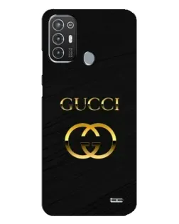Чехол для TECNO Pop 6 Pro (BE8) с картинкой «Золотой логотип Gucci»