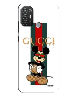 Чехол для TECNO Pop 6 Pro (BE8) с картинкой «Микки Маус Gucci — полосы»