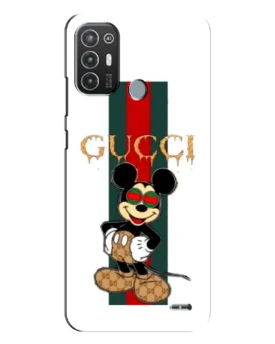 Чехол для TECNO Pop 6 Pro (BE8) с картинкой «Микки Маус Gucci — полосы»