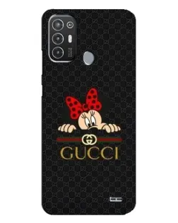 Чехол для TECNO Pop 6 Pro (BE8) с картинкой «Минни Маус Gucci — черный»