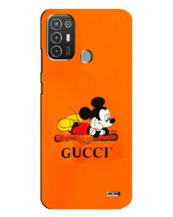Чехол для TECNO Pop 6 Pro (BE8) с картинкой «Микки Маус Gucci — оранж»