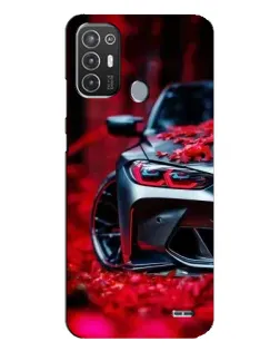 Чехол для TECNO Pop 6 Pro (BE8) с картинкой «Спортивная BMW и цветы»