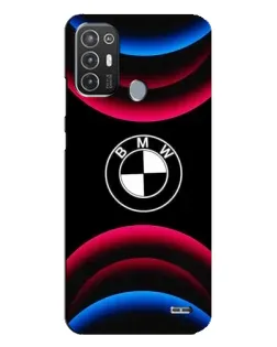 Чехол для TECNO Pop 6 Pro (BE8) с картинкой «Логотип BMW и неоновые дуги»