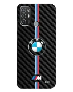 Чехол для TECNO Pop 6 Pro (BE8) с картинкой «Эмблема BMW и карбон»