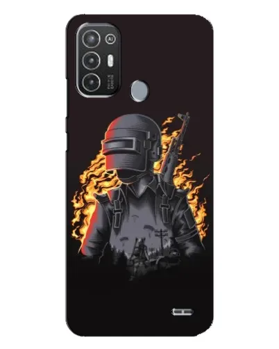 Чехол для TECNO Pop 6 Pro (BE8) с картинкой «PUBG — огненный силуэт»
