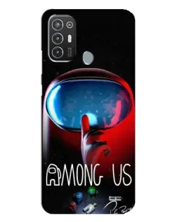 Чехол для TECNO Pop 6 Pro (BE8) с картинкой «Красный импостер — макро»