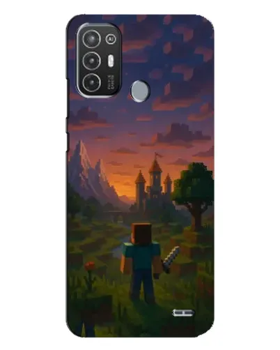 Чехол для TECNO Pop 6 Pro (BE8) с картинкой «Стив у башни»