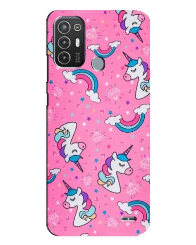 Чехол для TECNO Pop 6 Pro (BE8) с картинкой «Unicorn паттерн розовый»