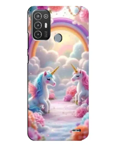 Чехол для TECNO Pop 6 Pro (BE8) с картинкой «Радуга и единороги»