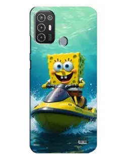 Чехол для TECNO Pop 6 Pro (BE8) с картинкой «Спанч Боб на гидроцикле»