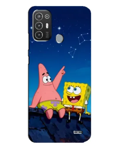 Чехол для TECNO Pop 6 Pro (BE8) с картинкой «Губка Боб и Патрик ночью»