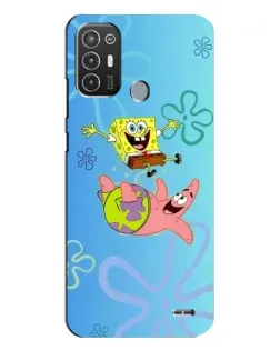 Чехол для TECNO Pop 6 Pro (BE8) с картинкой «Спанч Боб и Патрик»