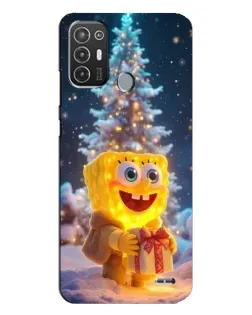 Чехол для TECNO Pop 6 Pro (BE8) с картинкой «Рождественский Спанч Боб»