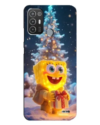 Чехол для TECNO Pop 6 Pro (BE8) с картинкой «Рождественский Спанч Боб»