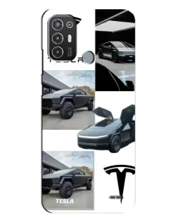 Чехол для TECNO Pop 6 Pro (BE8) с картинкой «Коллаж Cybertruck Tesla»