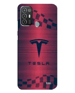 Чехол для TECNO Pop 6 Pro (BE8) с картинкой «Тесла красный карбон»
