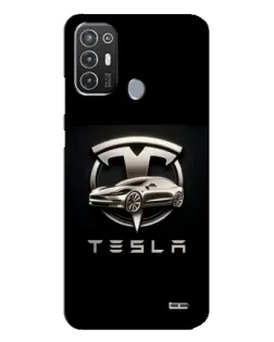 Чехол для TECNO Pop 6 Pro (BE8) с картинкой «Tesla — серебристое авто»