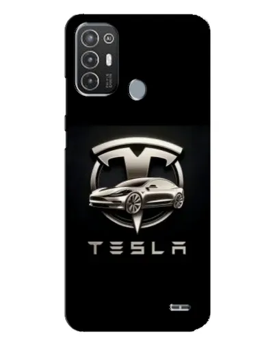 Чехол для TECNO Pop 6 Pro (BE8) с картинкой «Tesla — серебристое авто»