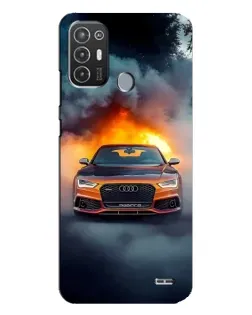 Чехол для TECNO Pop 6 Pro (BE8) с картинкой «Audi в огненном дыму»