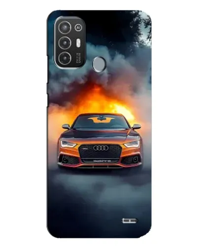 Чехол для TECNO Pop 6 Pro (BE8) с картинкой «Audi в огненном дыму»