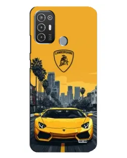 Чохол для TECNO Pop 6 Pro (BE8) з картинкою «Жовтий Lamborghini місто»
