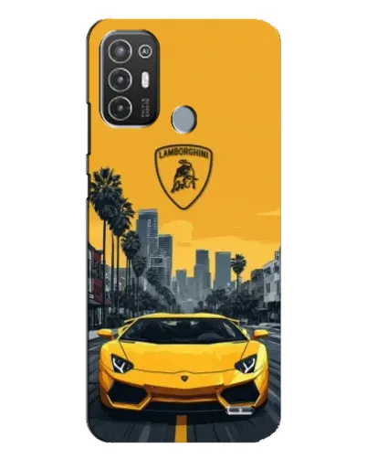 Чохол для TECNO Pop 6 Pro (BE8) з картинкою «Жовтий Lamborghini місто»