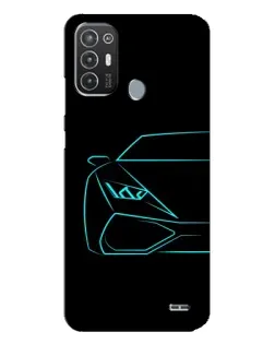 Чохол для TECNO Pop 6 Pro (BE8) з картинкою «Блакитний силует Lamborghini»