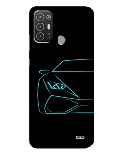 Чохол для TECNO Pop 6 Pro (BE8) з картинкою «Блакитний силует Lamborghini»