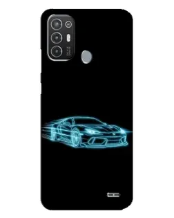 Чохол для TECNO Pop 6 Pro (BE8) з картинкою «Неоновий контур Lamborghini»