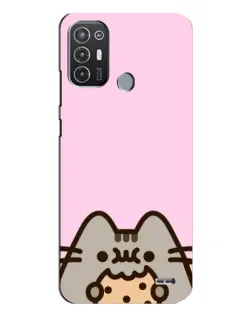 Чехол для TECNO Pop 6 Pro (BE8) с картинкой «Pusheen и печенье»