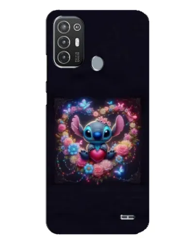 Чехол для TECNO Pop 6 Pro (BE8) с картинкой «Stitch в цветах»