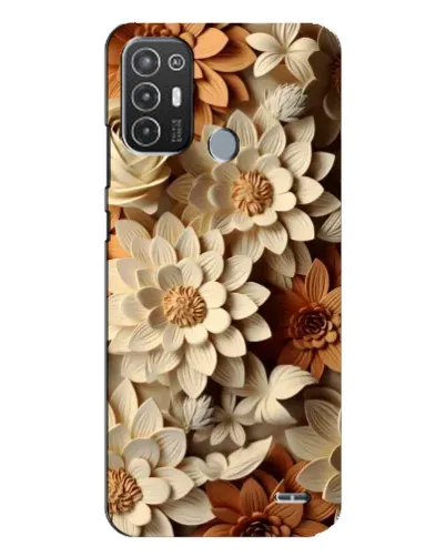 Чехол для TECNO Pop 6 Pro (BE8) с картинкой «Бежевый флористический декор»