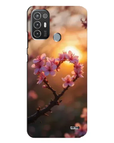 Чехол для TECNO Pop 6 Pro (BE8) с картинкой «Розовый цвет сердце на фоне заката»