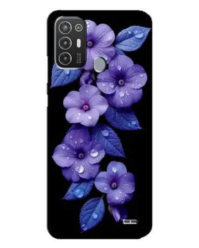 Чехол для TECNO Pop 6 Pro (BE8) с картинкой «Фиолетовые цветы с росою»