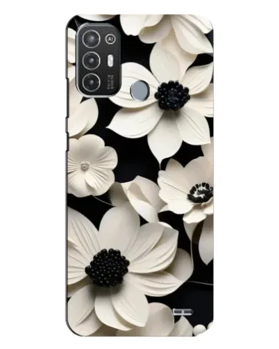 Чехол для TECNO Pop 6 Pro (BE8) с картинкой «Объемные белые цветы»
