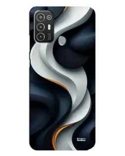 Чехол для TECNO Pop 6 Pro (BE8) с картинкой «Объемные черно-белые ленты»