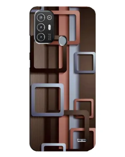 Чехол для TECNO Pop 6 Pro (BE8) с картинкой «Коричневые объемные квадраты»