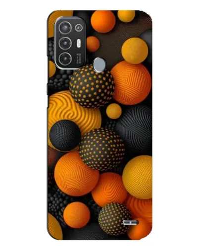 Чехол для TECNO Pop 6 Pro (BE8) с картинкой «Объемные оранжевые сферы»
