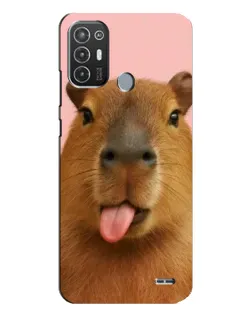 Чехол для TECNO Pop 6 Pro (BE8) с картинкой «Капибара с языком»
