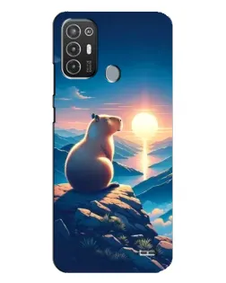 Чехол для TECNO Pop 6 Pro (BE8) с картинкой «Закат солнца с капибарой»