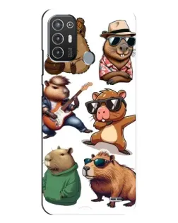 Чехол для TECNO Pop 6 Pro (BE8) с картинкой «Крутые капибары музыканты»