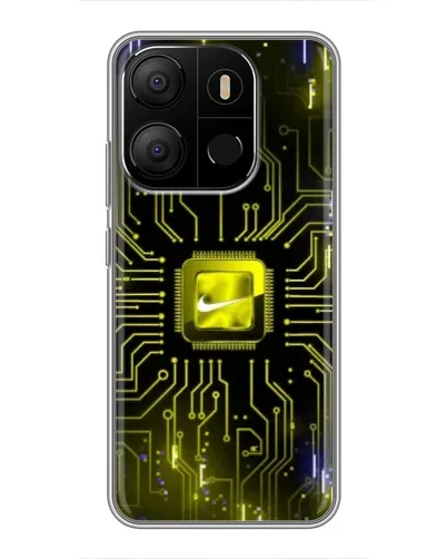 Чехол для TECNO Pop 7 Pro с картинкой «Nike — золотая искра»