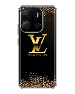 Чехол для TECNO Pop 7 Pro с картинкой «LV — золотые искры»