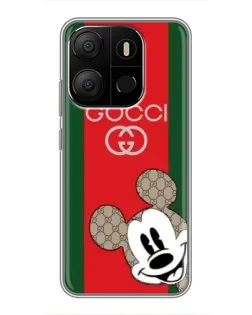 Чехол для TECNO Pop 7 Pro с картинкой «Gucci — полосы и Микки»