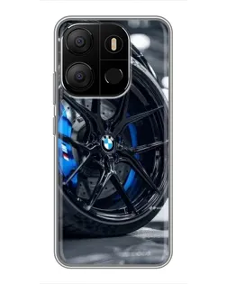 Чехол для TECNO Pop 7 Pro с картинкой «Колесо BMW вблизи»