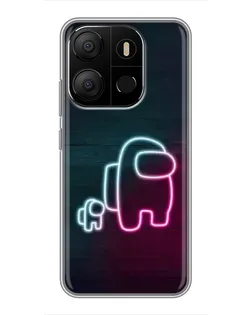 Чехол для TECNO Pop 7 Pro с картинкой «Among Us неон-арт»