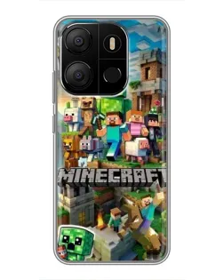 Чехол для TECNO Pop 7 Pro с картинкой «Замок Minecraft»