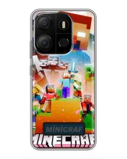 Чехол для TECNO Pop 7 Pro с картинкой «Minecraft герои игры»